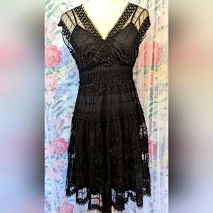 Max studio black special occasion dress, beautiful tulle overlay with sequins XS